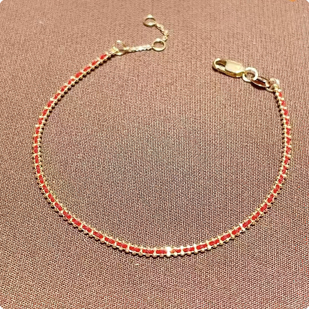 18K Gold Bead Red String Bracelet