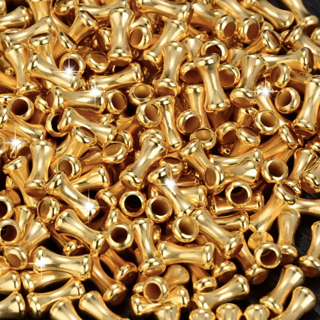 18K Solid Gold Bamboo Spacer Beads 5mm – Tube Beads for DIY & Cord Jewelry