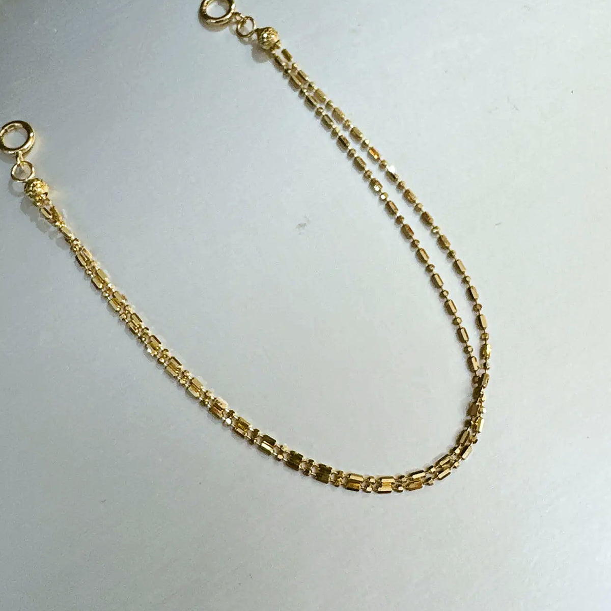 18K Solid Gold Double Strand Bracelet & Anklet