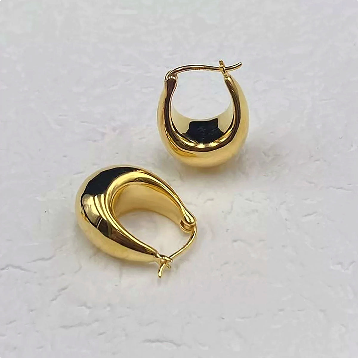 18K Solid Gold Chunky Dome Hoops