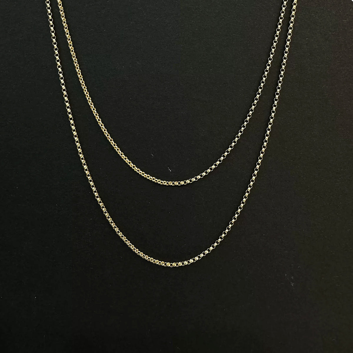 18K Solid Gold Rolo Chain – 1.5 mm, 50 cm