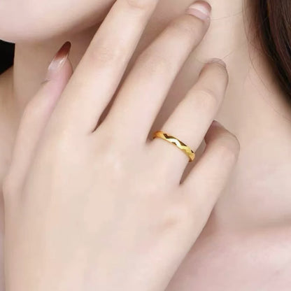 24K Gold Faceted Ring – Diamond-Cut Sparkle Band