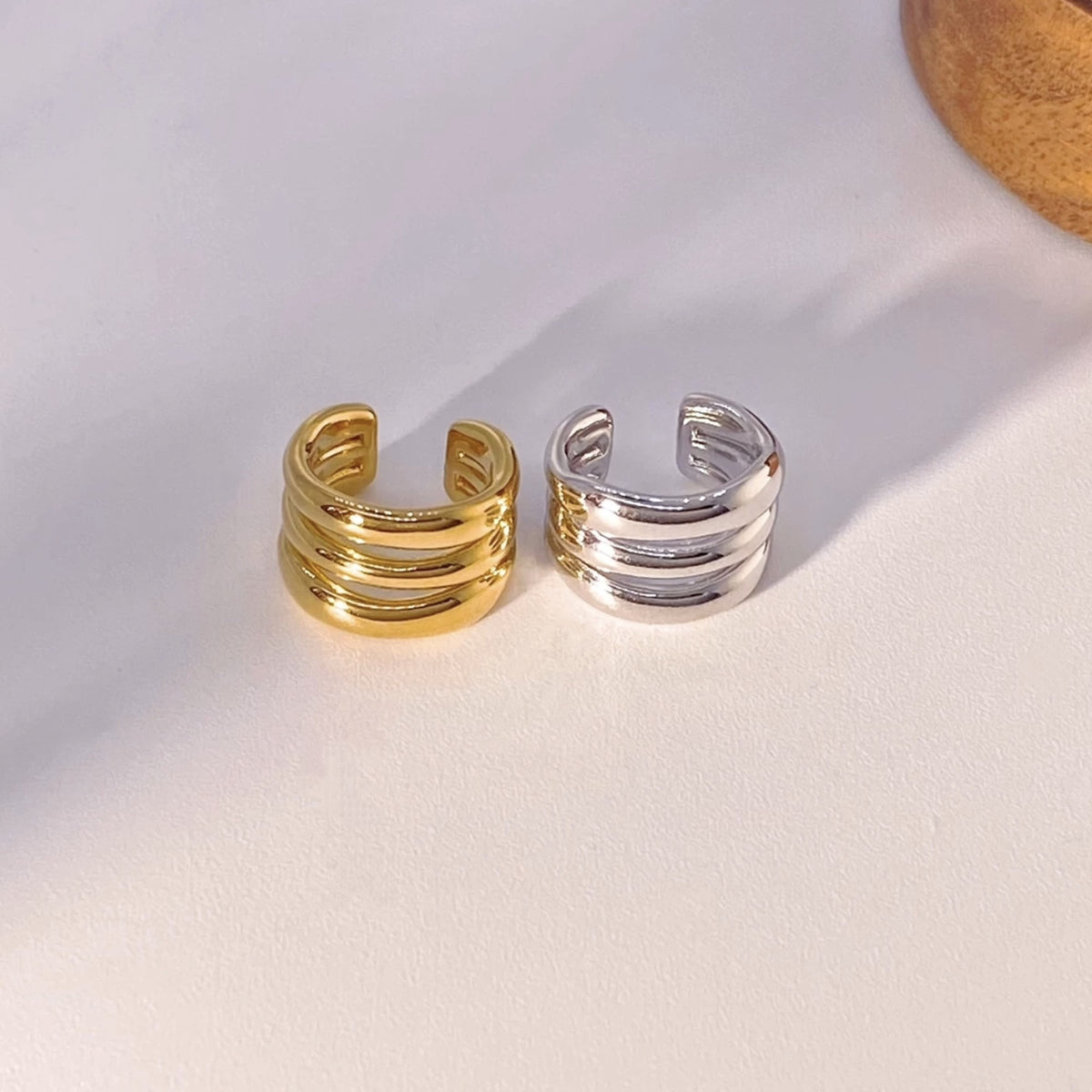18K Solid Gold Triple Ear Cuff – No Piercing
