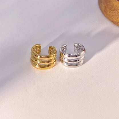 18K Solid Gold Triple Ear Cuff – No Piercing