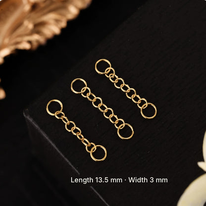 18K Solid Gold Mini Extender Chain – 13.5 mm Short Extension for Necklaces and Bracelets
