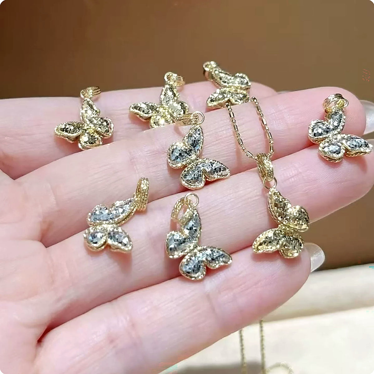 18K Solid Gold Reversible Butterfly Pendant
