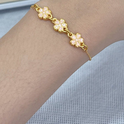24K Pure Gold Cherry Blossom Bracelet