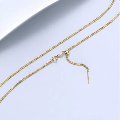 18K Solid Gold Wheat Chain with Adjustable Needle Slider – Universal Pendant Chain