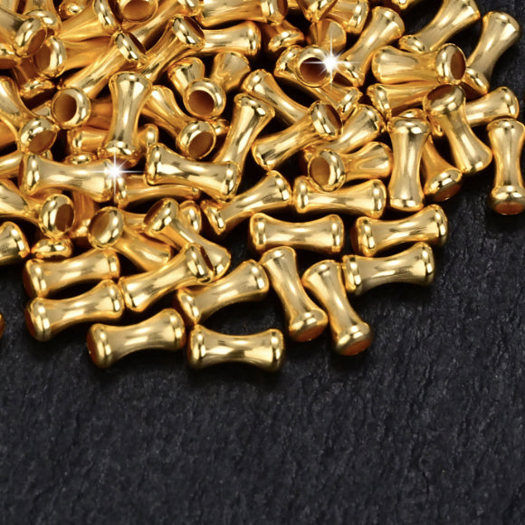 18K Solid Gold Bamboo Spacer Beads 5mm – Tube Beads for DIY & Cord Jewelry