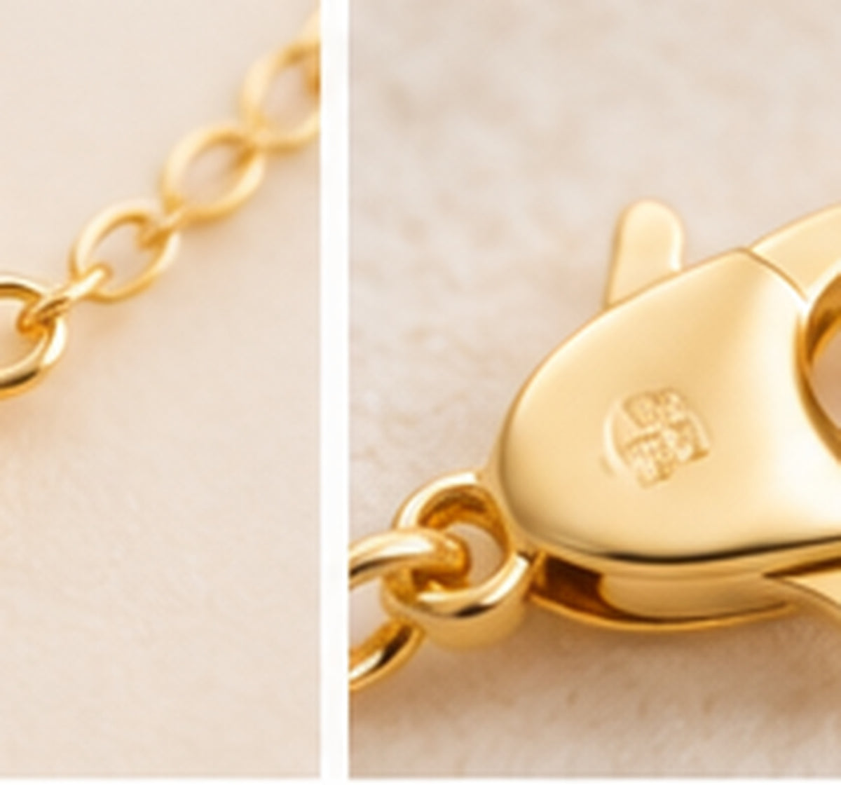 18K Solid Gold Oval Station Necklace – 45 cm
