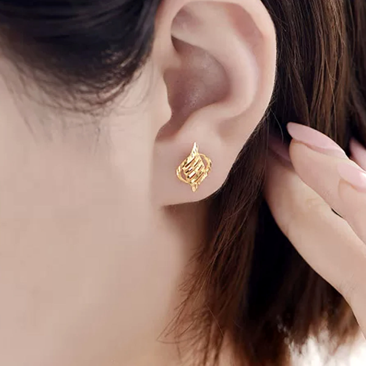 24K Pure Gold Openwork Rhombus Huggies