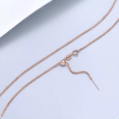 18K Solid Gold Wheat Chain with Adjustable Needle Slider – Universal Pendant Chain