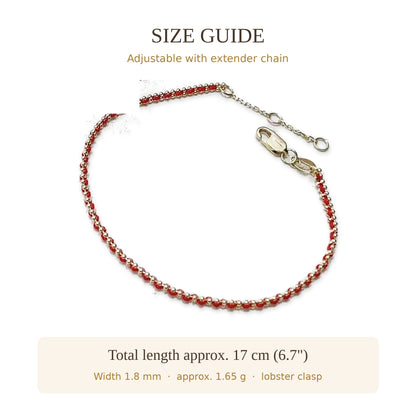 18K Gold Bead Red String Bracelet