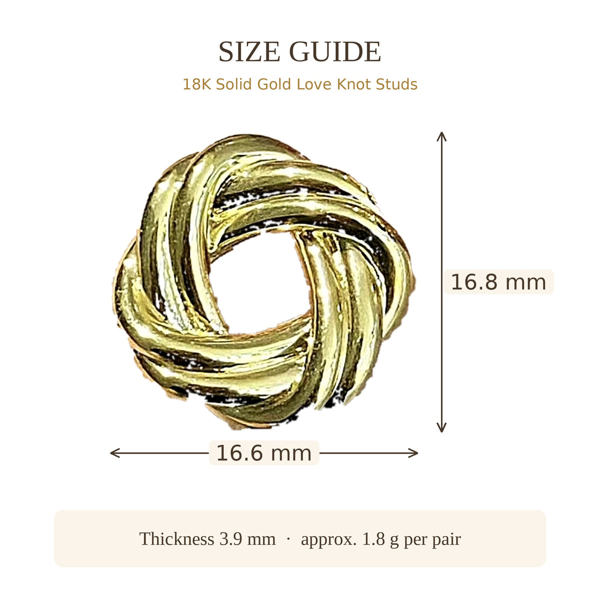 18K Solid Gold Love Knot Studs