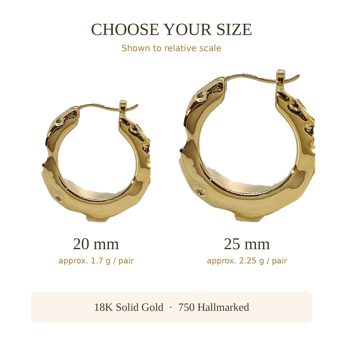 18K Solid Gold Molten Hoops