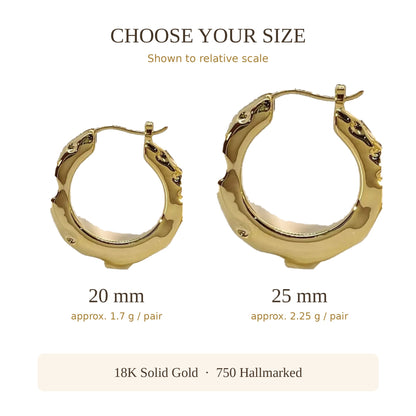 18K Solid Gold Molten Hoops
