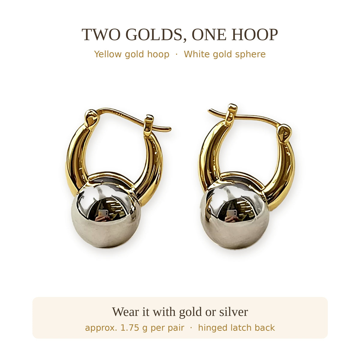 18K Solid Gold Croissant Hoops