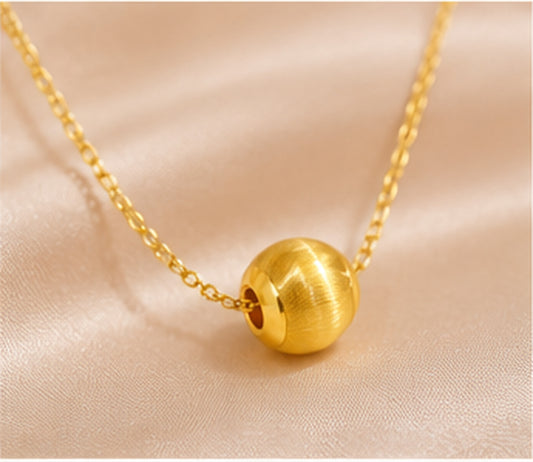 18K Solid Gold Cat Eye Bead Pendant – 6.5 mm