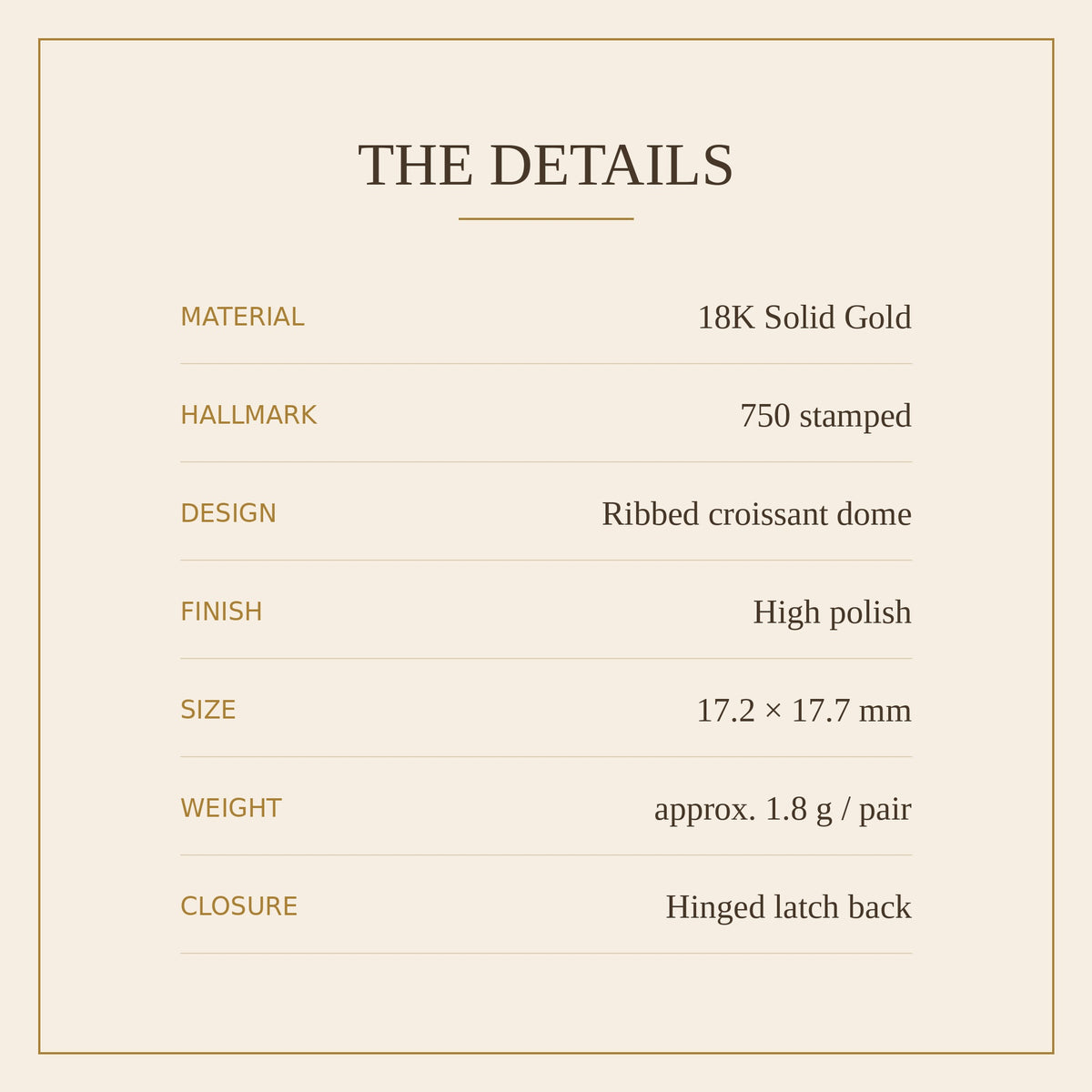 18K Solid Gold Croissant Hoops