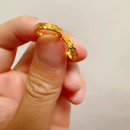 24K Pure Gold Diamond-Cut Huggie Hoops – 999 Fine Gold Sparkle Hoops 12 mm, Pair