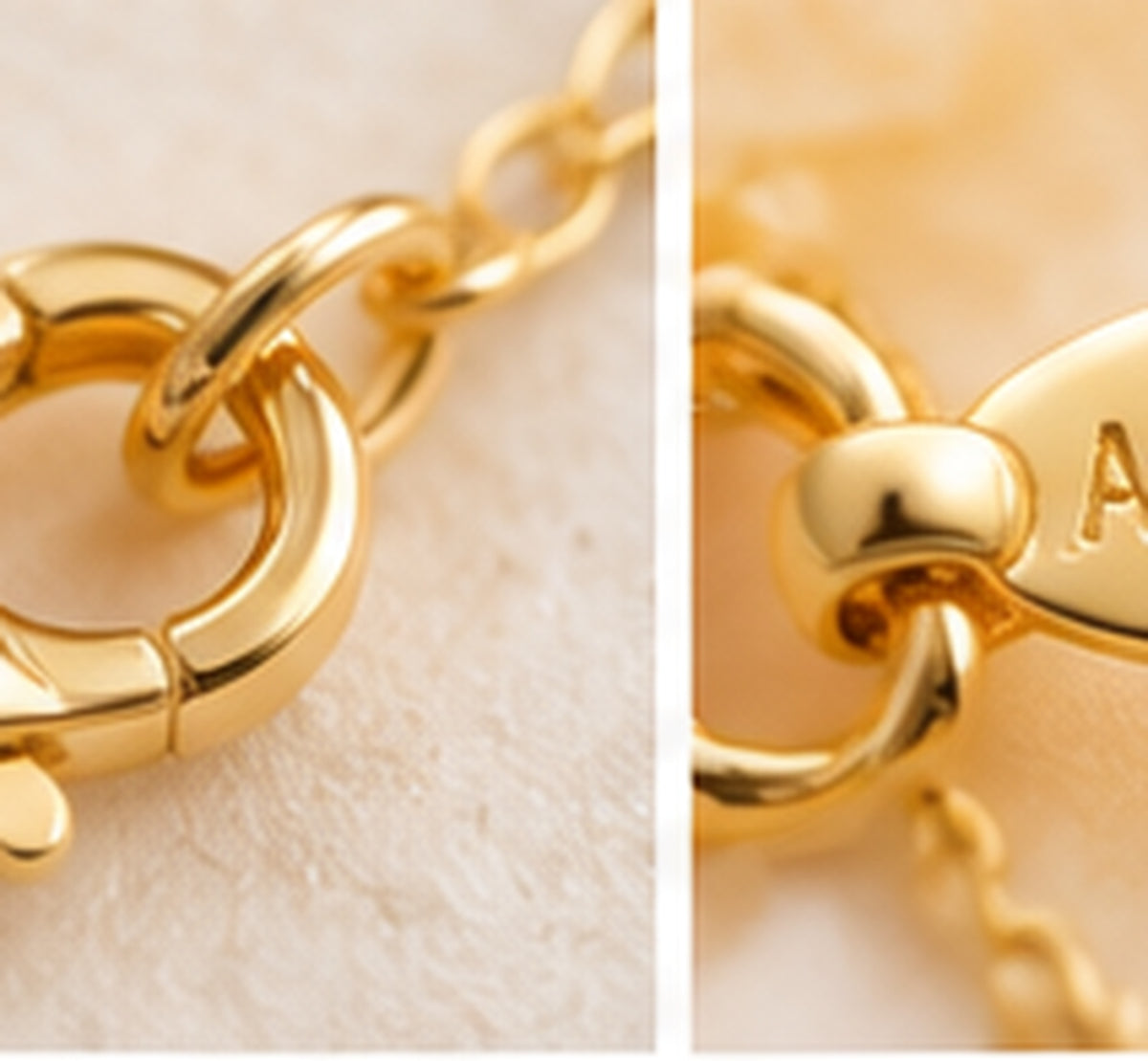 18K Solid Gold Oval Station Necklace – 45 cm