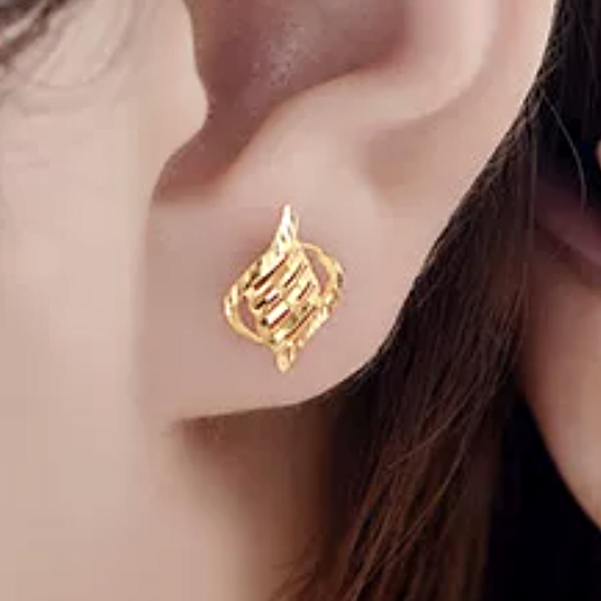 24K Pure Gold Openwork Rhombus Huggies
