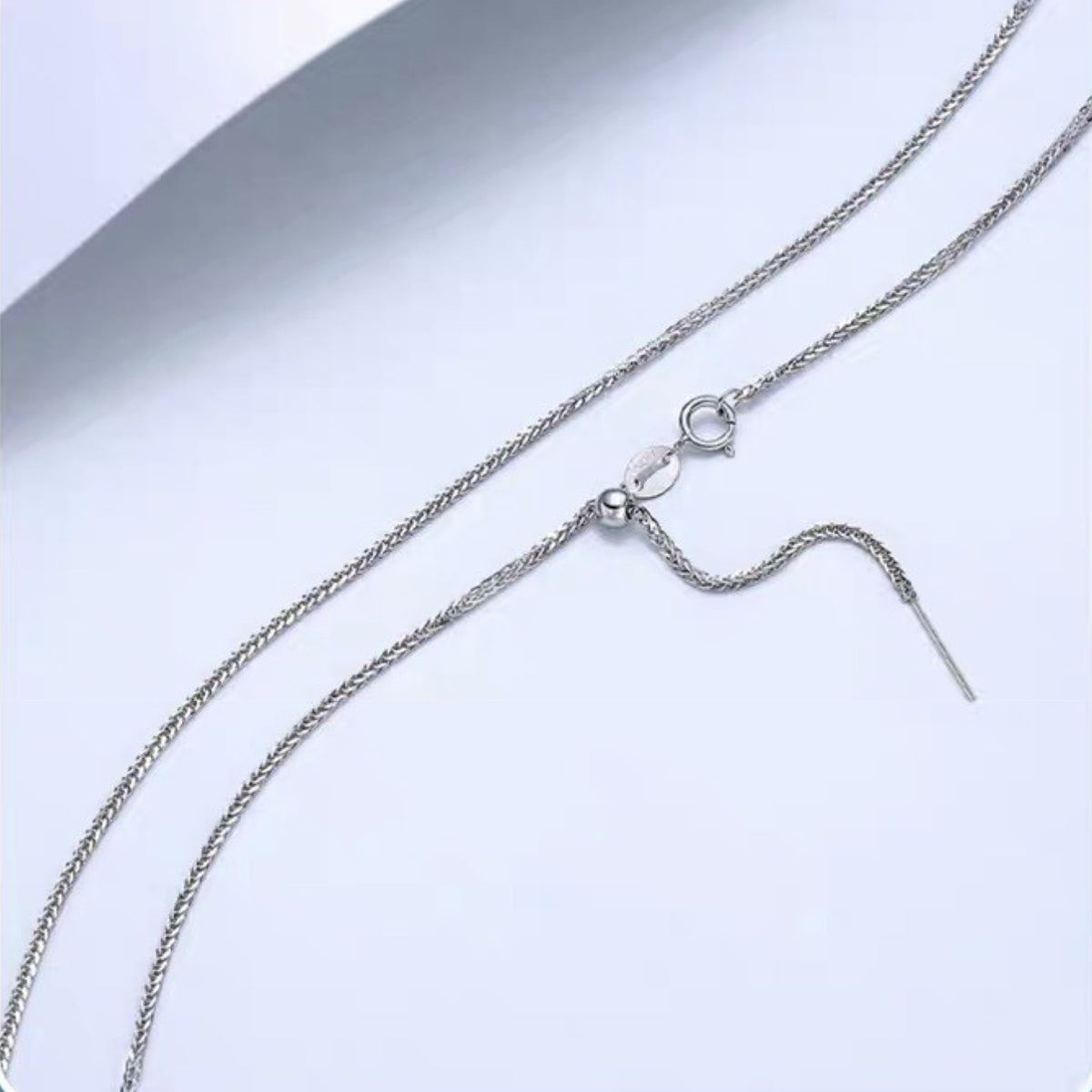 18K Solid Gold Wheat Chain with Adjustable Needle Slider – Universal Pendant Chain