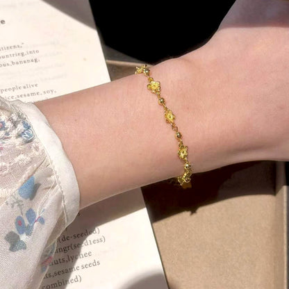 24K Pure Gold Flower & Bead Bracelet – 5g