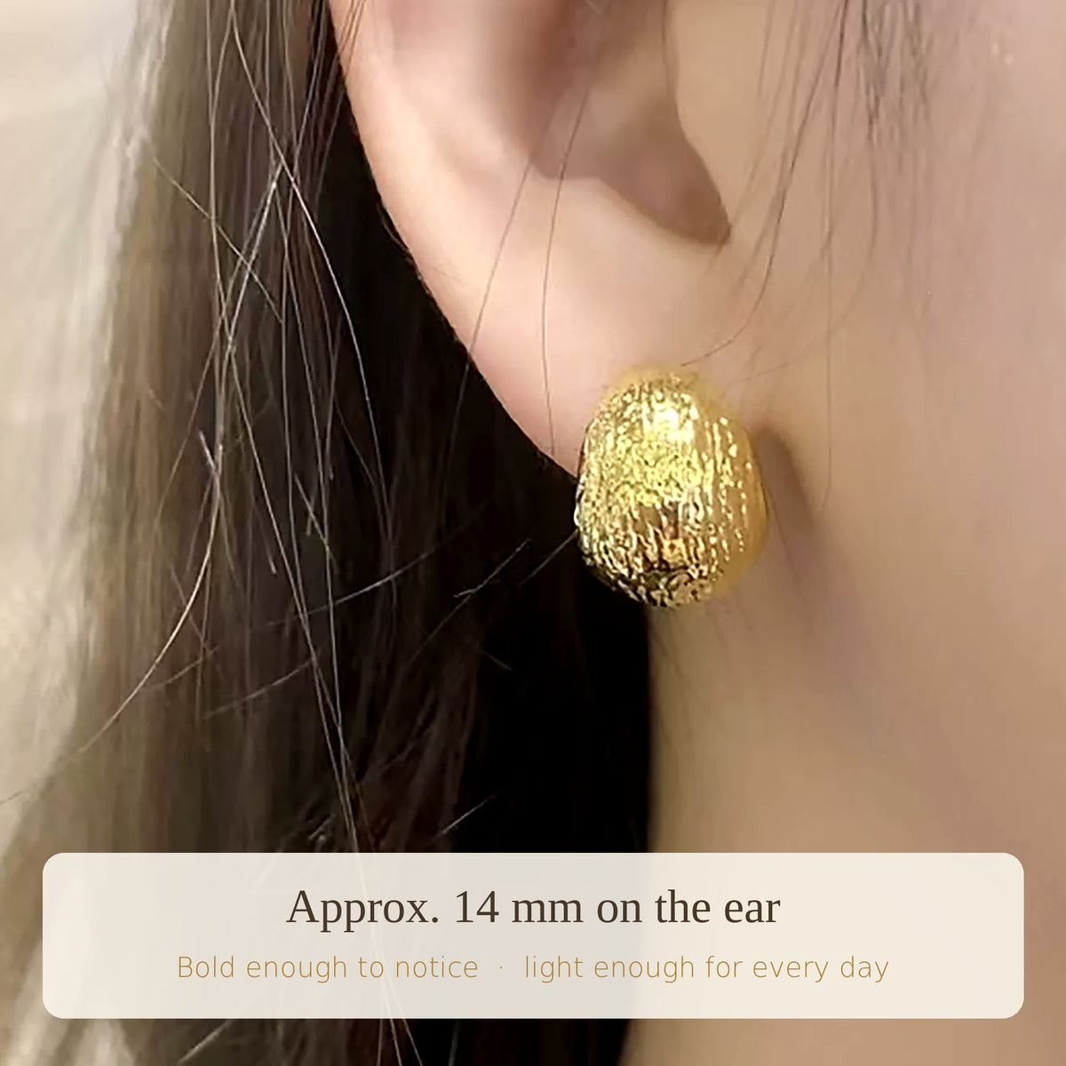 18K Solid Gold Textured Dome Studs