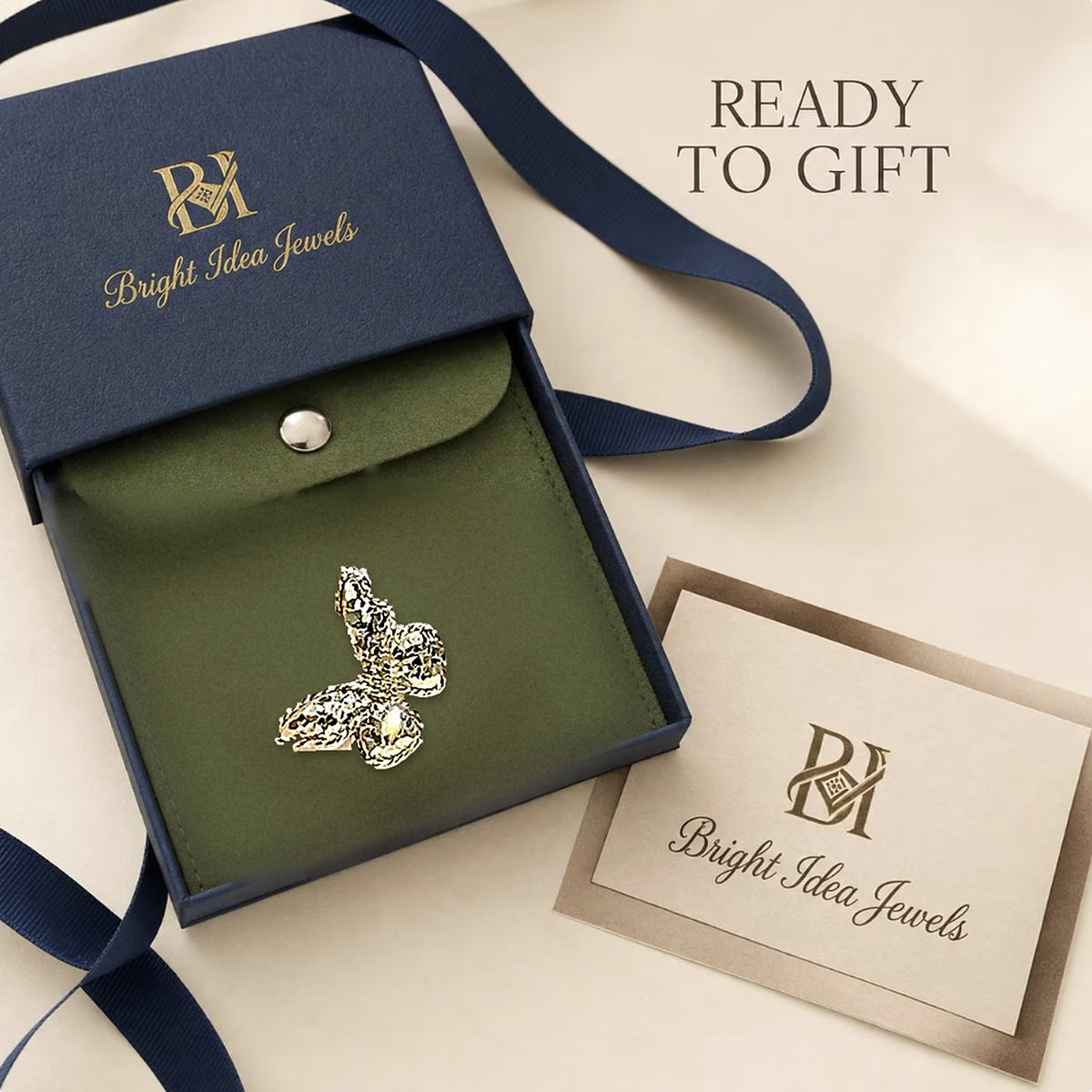 18K Solid Gold Reversible Butterfly Pendant