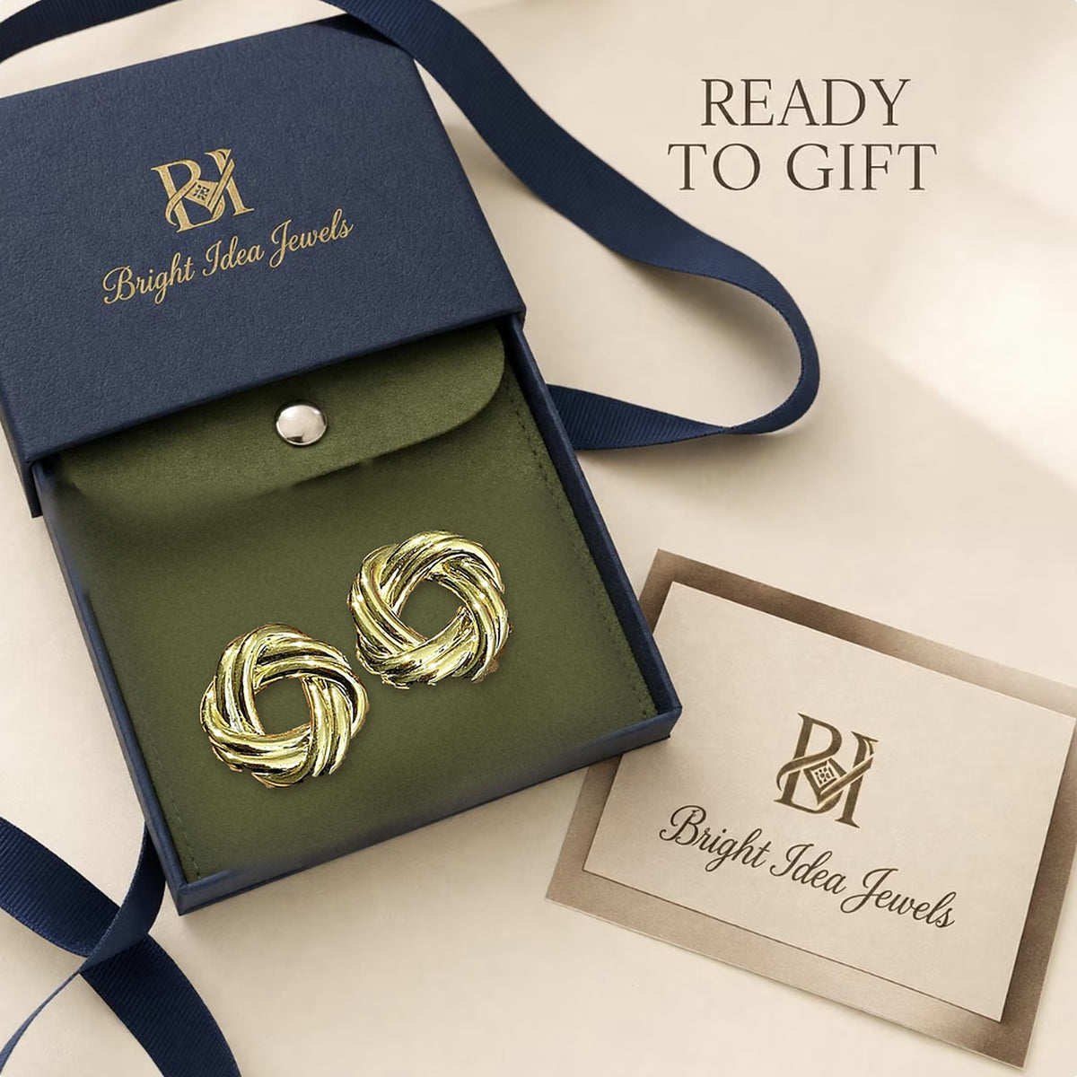 18K Solid Gold Love Knot Studs