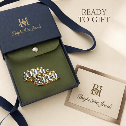 18K Solid Gold Two-Tone Link Hoops