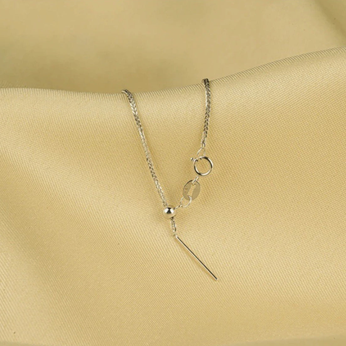 18K Solid Gold Wheat Chain with Adjustable Needle Slider – Universal Pendant Chain