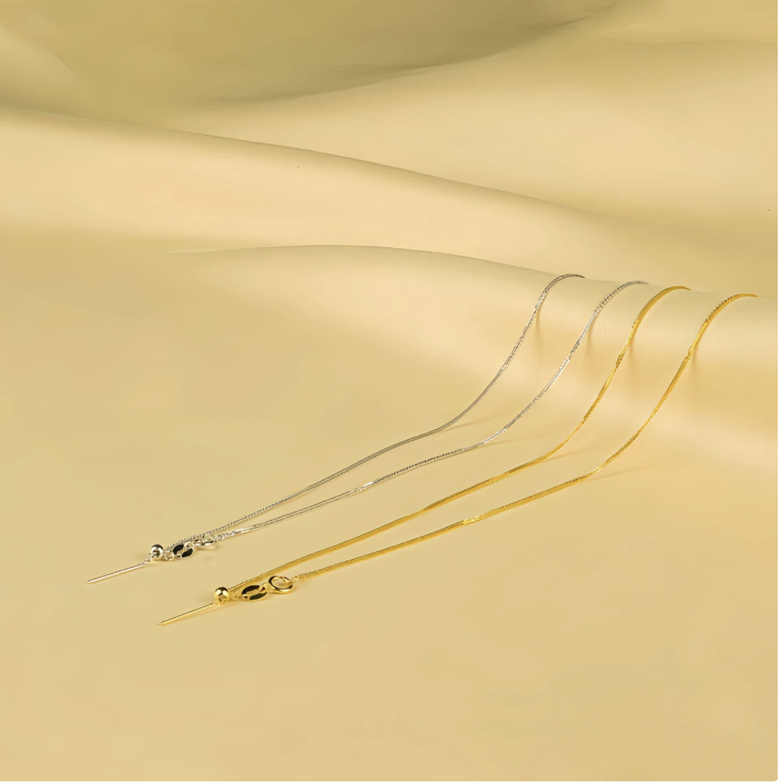 18K Solid Gold Wheat Chain with Adjustable Needle Slider – Universal Pendant Chain