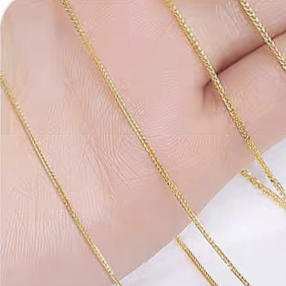 18K Solid Gold Wheat Chain with Adjustable Needle Slider – Universal Pendant Chain
