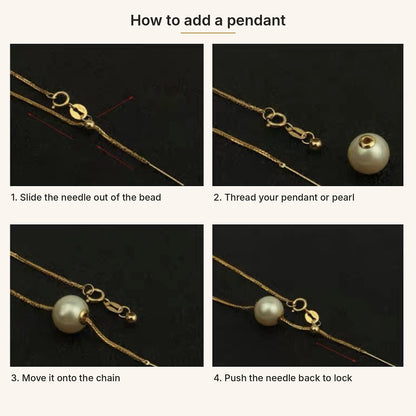 18K Solid Gold Wheat Chain with Adjustable Needle Slider – Universal Pendant Chain