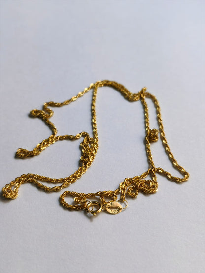 18K Solid  Gold Rope Chain Necklace Women Men AU750