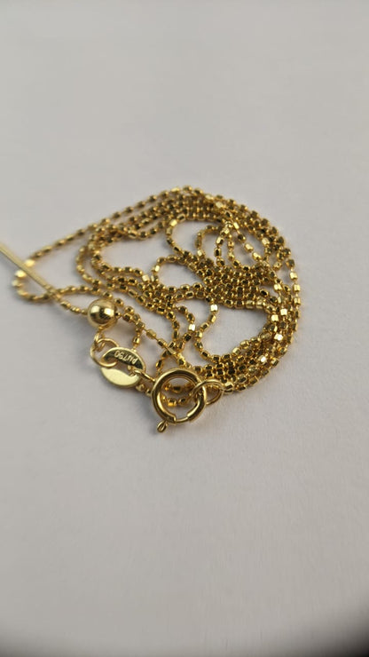 18K Solid Gold Bead Chain Necklace – Dainty Minimalist Layering Jewelry