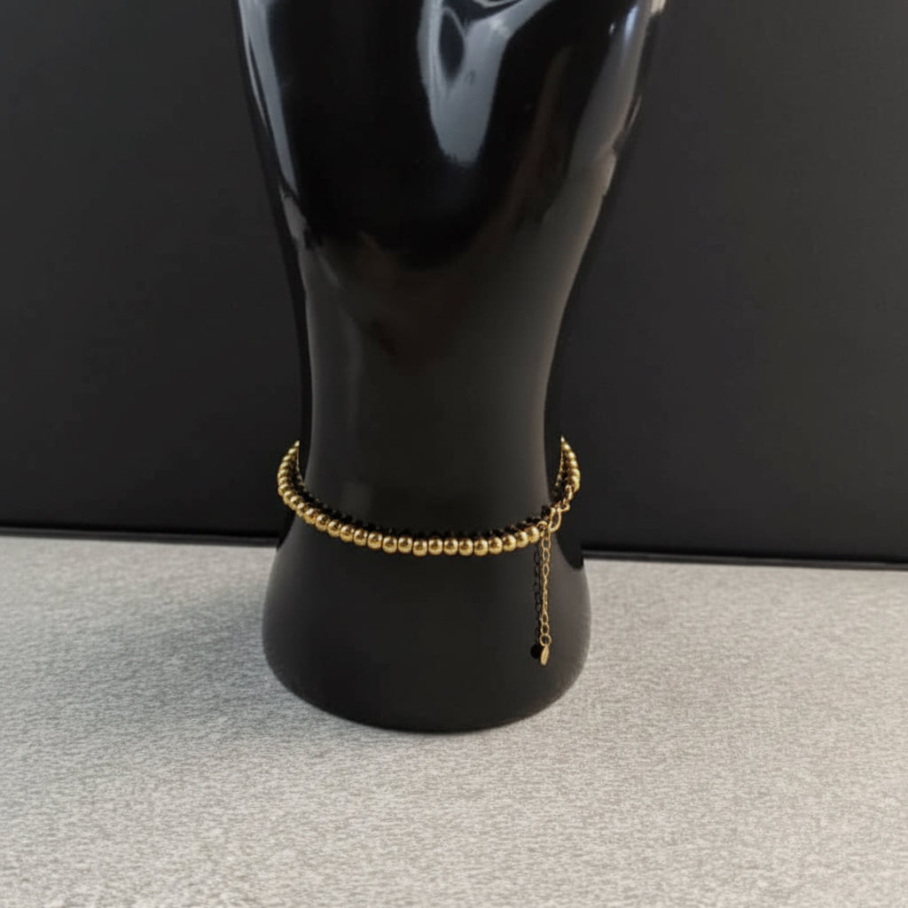 18K Solid Gold Ball Chain Bracelet – 7"