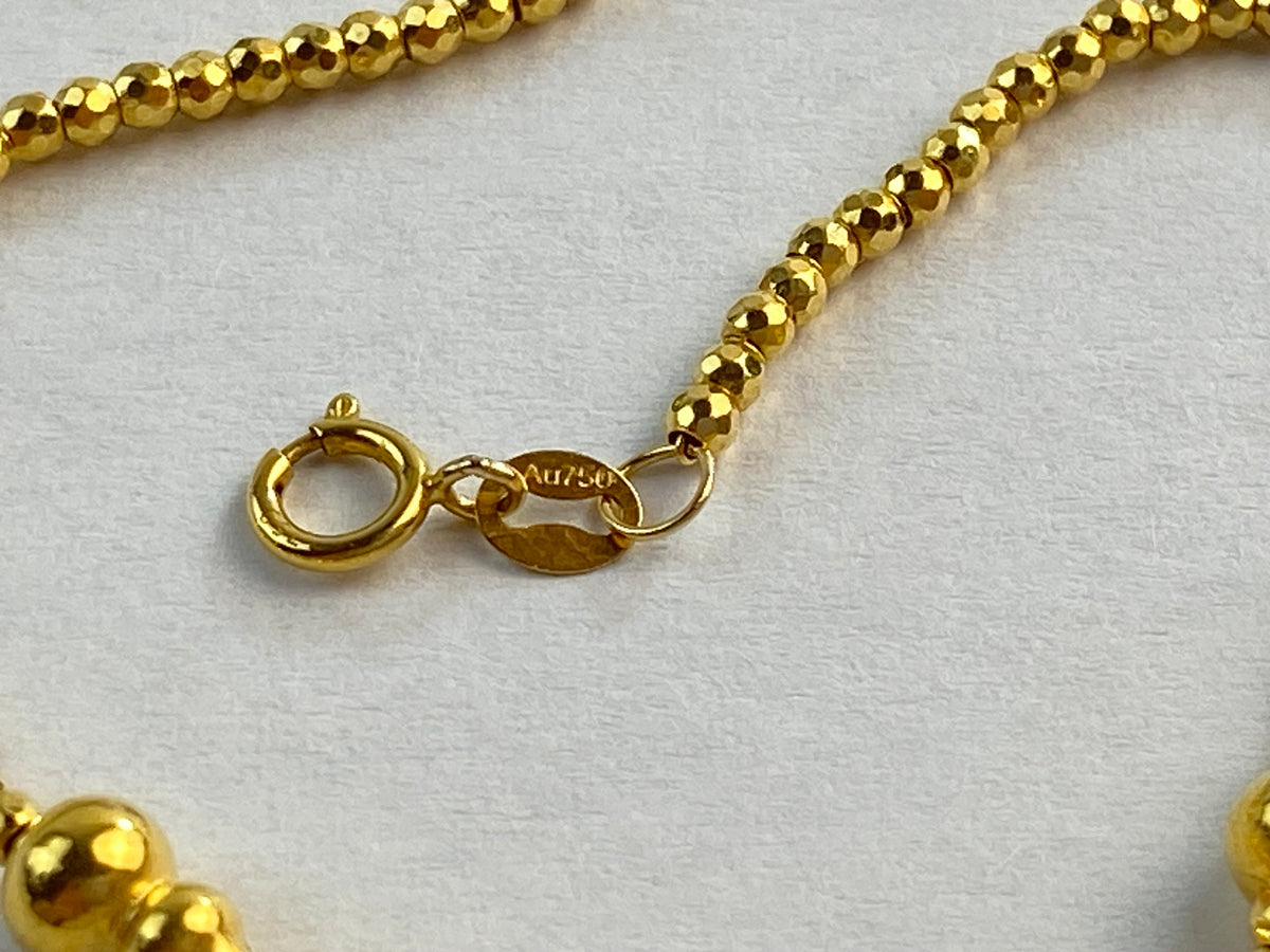 18K Solid Gold Graduated Bead Bracelet