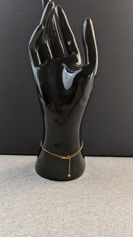 18K Solid Gold Flower Bead Chain Bracelet