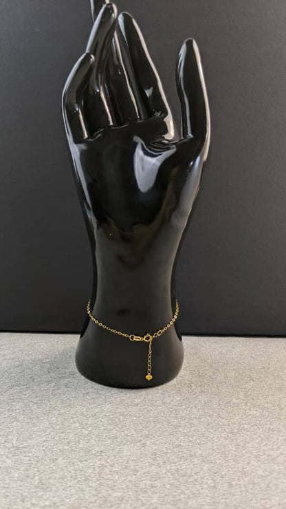 18K Solid Gold Flower Bead Chain Bracelet