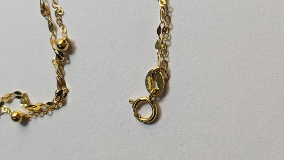 18K Solid Gold Double Bead Chain Bracelet