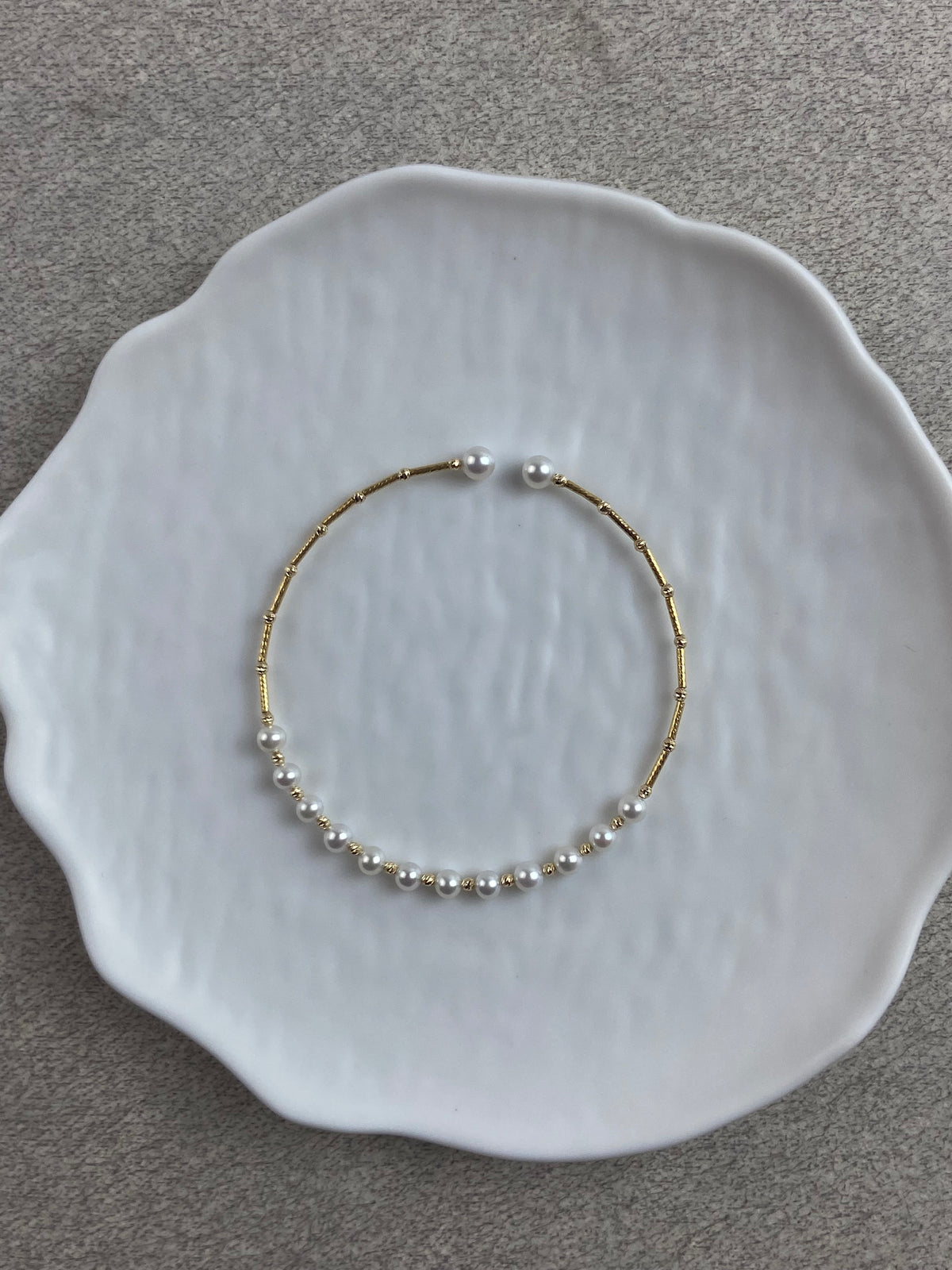 18K Solid Gold Akoya Pearl Bracelet – 3.5–4.5mm Pearls