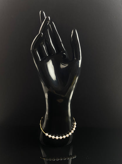18K Solid Gold Akoya Pearl Bracelet – 3.5–4.5mm Pearls