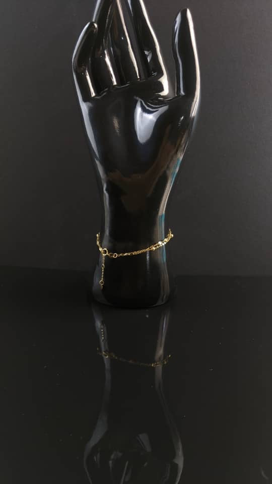 18K Solid Gold Double Bead Chain Bracelet