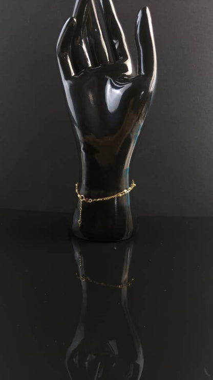 18K Solid Gold Double Bead Chain Bracelet