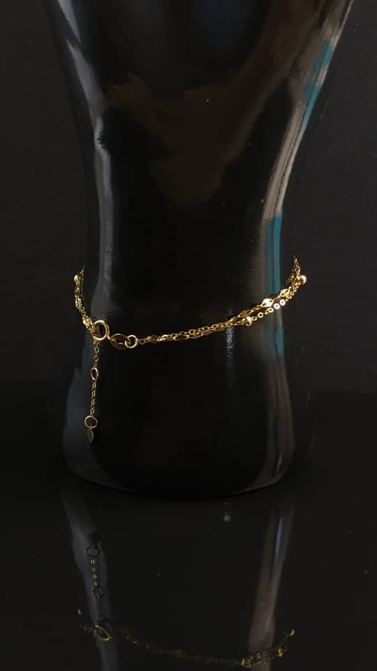 18K Solid Gold Double Bead Chain Bracelet