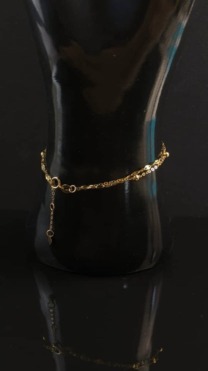 18K Solid Gold Double Bead Chain Bracelet