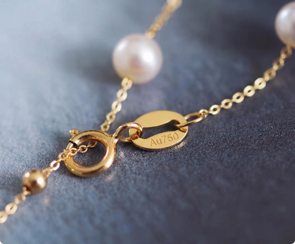 18K Solid Gold Pearl Drop Pendant Necklace, Real Au750 Natural Freshwater